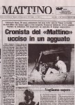 La prima pagina de Il Mattino con la notizia dell'assassinio di Giancarlo Siani.