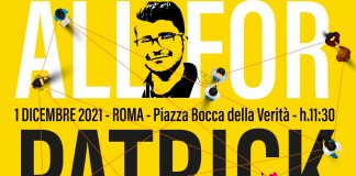 banner con su scritto all for patrick e il viso disegnato di Patrick